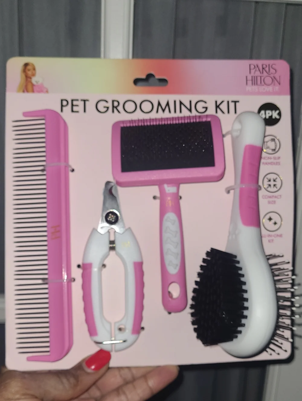 Paris Hilton Pink and White Pet Grooming Set - 4pc